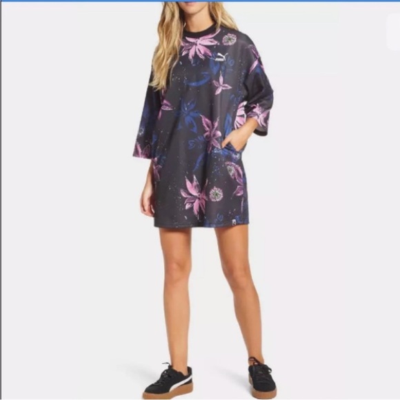 PUMA Women’s Archive Floral Logo Print Mini Shirt Dress - XS - Picture 14 of 15